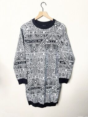 KTZ Printed Sweater Dress Womens Size XS
